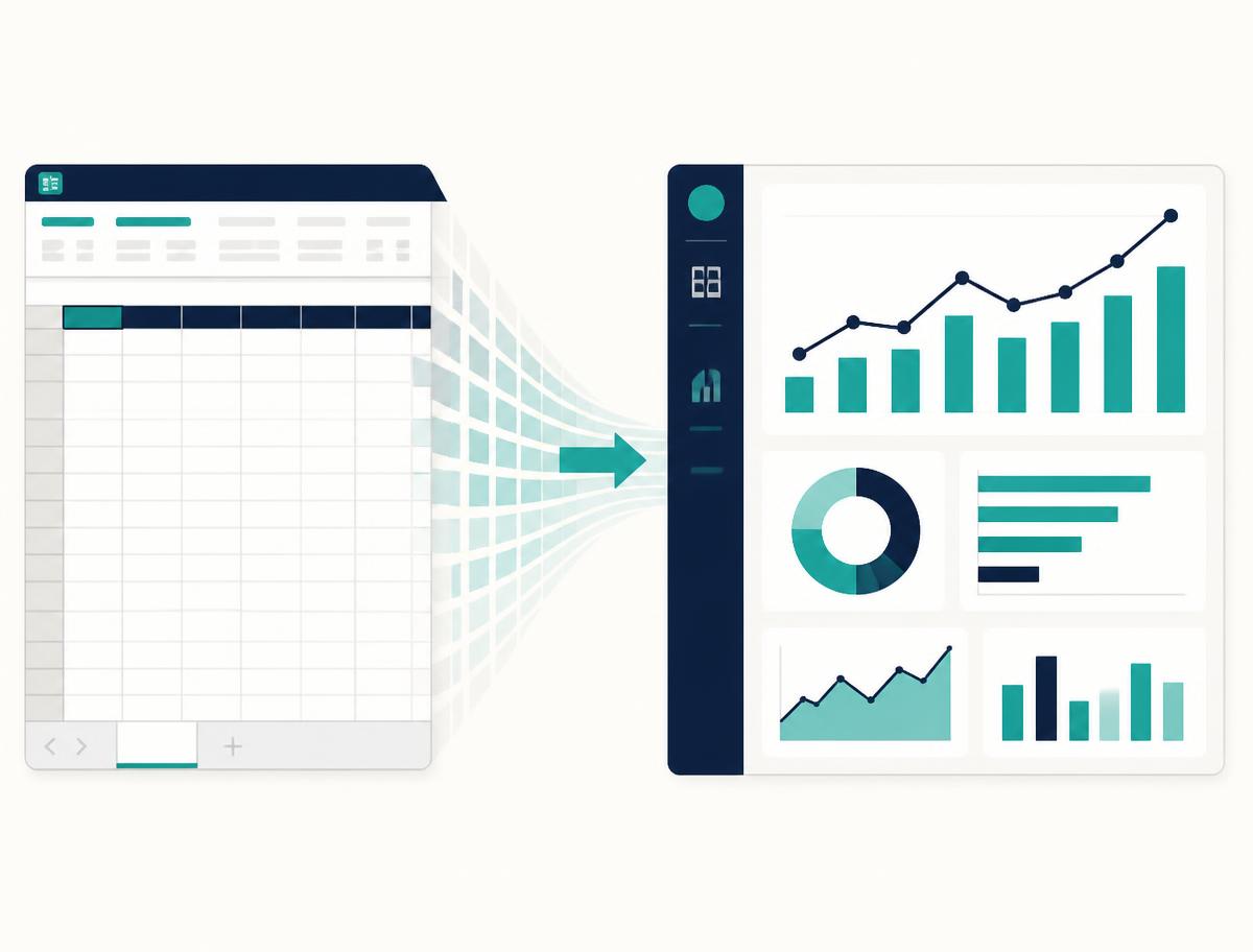 Worksheet Excel berubah menjadi dashboard analitik bisnis